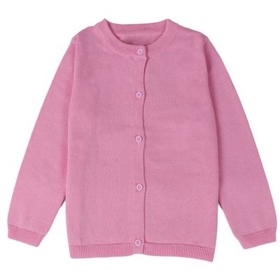 GSVIBK Baby Girls Cotton Cardigan Long Sleeve Kid Button Sweater Girl Crewneck Cardigans Uniform Sweater 6112 Pink 7Y