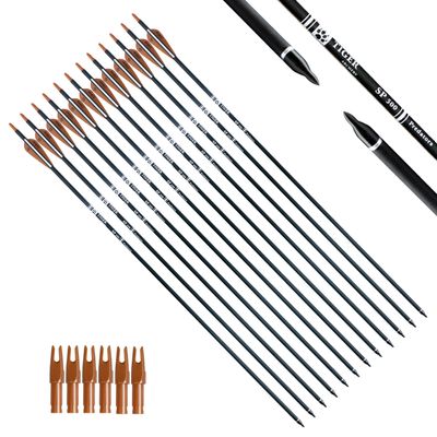 TIGER ARCHERY 30Inch Carbon Arrow Practice Hunting Arrows with Removable Tips for Compound & Recurve Bow(Pack of 12) (Brown White)
