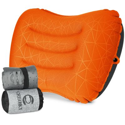 Crisonky Camping Pillow - Inflatable Pillow - Travel Pillows for Backpacking & Airplane, Lumbar Support 2.0 Blow Up Pillows, Ultralight Compressible, Comfortable, Ergonomic Pillow