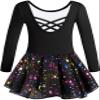 DANSHOW Ballet Leotards for Girls Dance Skirted Leotard Kids Ballet Tutu Dress Toddler Shiny Long Sleeve Dancewear(40421-06Q-M) view 3