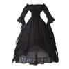 Wkishenl Womens Victorian Dress Vintage Medieval Costume Puff Sleeve Cold Shoulder High Low Princess Renaissance Costumes view 1