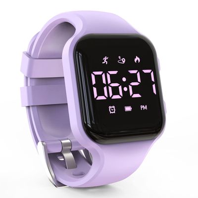 Focwony LED Kids Multifunction Steps Counting Digital Watch, Non-Bluetooth Pedometer Wristwatch, Stopwatch, Alarm Clock, Calories for Women Children Girls Boys (Purple)