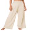 Urban CoCo Women's Elastic High Waist Light Weight Loose Casual Wide Leg Trousers Long Pants with Pocket (L, Beige) view 2