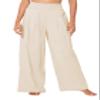 Urban CoCo Women's Elastic High Waist Light Weight Loose Casual Wide Leg Trousers Long Pants with Pocket (L, Beige) view 3