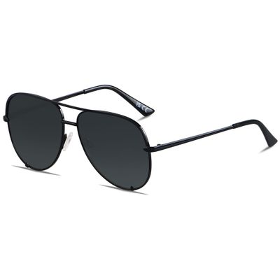 ANDWOOD Oversized Aviator Sunglasses for Women Men Big Large UV Protection Pilot Sun glasses Polarized Double Bridge Black Shades