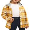 Tymidy Girls Cute Flannel Plaid Hoodie Long Sleeve Button Down Jacket Shirts Coat view 1