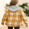 Tymidy Girls Cute Flannel Plaid Hoodie Long Sleeve Button Down Jacket Shirts Coat view 3