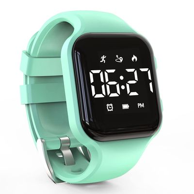 Focwony LED Kids Multifunction Steps Counting Digital Watch, Non-Bluetooth Pedometer Wristwatch, Stopwatch, Alarm Clock, Calories for Women Children Girls Boys (Green)