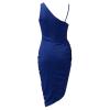 Womens Dresses Summer Evening Dress Sexy Slim Asymmetrical Shoulder Sleeveless Smocked Split Hem Irregular Club Dress view 4