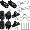 12 Pcs Bimini Top Hardware Fittings Set Includes Adjustable Bimini Top Straps with Loops and Loop Snap Hooks Pad Eye 7/8 Inches Boat Jaw Slide 7/8 Inches Cap Eye End Deck Hinge for Boat view 1