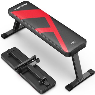 FLYBIRD Folding Flat Bench, Sturdy Lightweight and Space-saving Bench Press Flat Weight Bench, Easy to Assemble