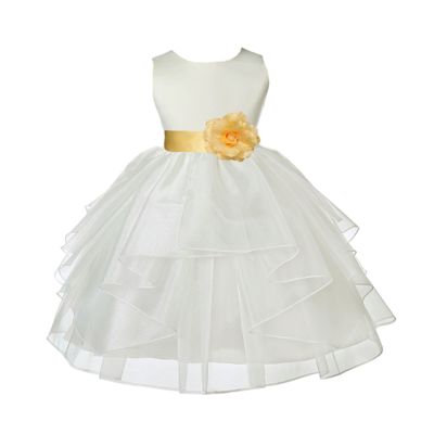 ekidsbridal Ivory Shimmering Organza Flower Girl Dresses Pageant Dress 4613S S