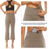 AFITNE Capri Pants for Women Bootcut Yoga Pants with Pockets High Waisted Flare Workout Bootleg Printed Yoga Crop Flared Athletic Gym Pants Khaki - L view 3