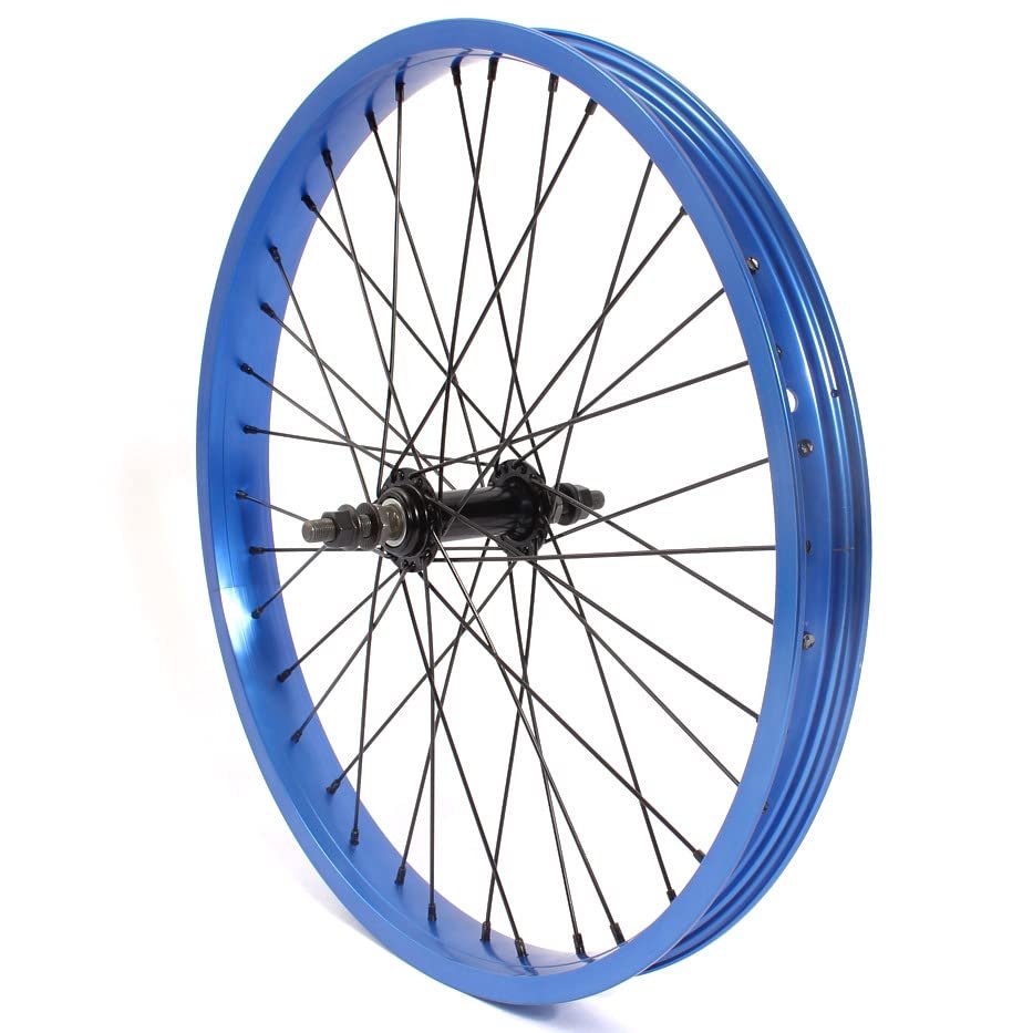 KHE BMX Front Wheel Blue Anodised 38 mm Aluminium Rim 36 Hole 10 mm 20 Inches