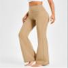 AFITNE Yoga Pants for Women Bootcut Work Pants with Pockets High Waisted Workout Bootleg Yoga Pants Flared Athletic Gym Pants Khaki - XL view 2