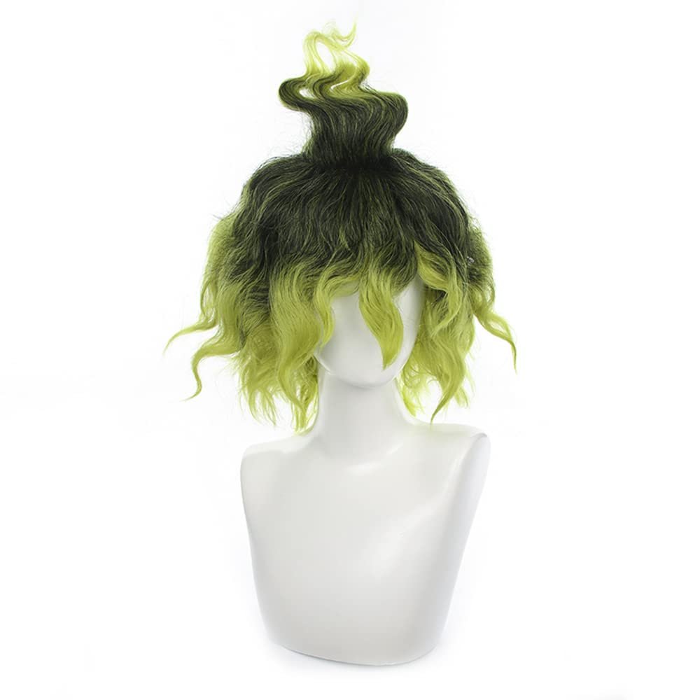 XiongXiongLe Halloween Anime Role Black Green Cosplay Wig Anime Game Women's Costume Role Playing Hair Replacement Wigs for Adult Cos Halloween Christmas Party