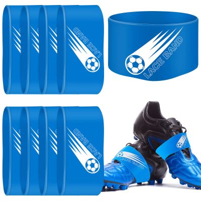 Jecery 10 Pieces Soccer Cleat Lace Cover Soccer Shoe Band Youth Adult Protector Elastic Shoe Laces Rubber Covers(Kid Size,Blue)