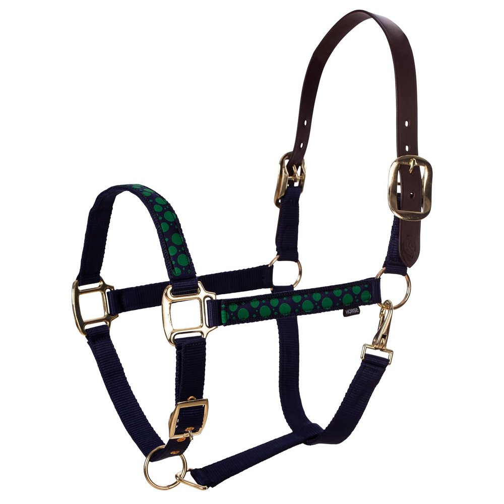 Equinavia Pegasus Adustable Breakaway Horse Halter - Blue/Green Polka Dots - Horse