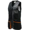 Beretta Men's Uniform Pro 20.20 Breathable Slim Fit Microsuede Patch Front Zip Competition Clay Shooting Mesh Vest with Pockets, Black Jet & Orange, XL view 1