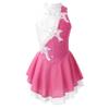 Linjinx Kids Girls Sparkly Rhinestone Figure Ice Skating Dress Sleeveless Ballet Dance Gymnastic Skirt Leotard Dancewear Pink&White 8 Years view 1