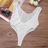 Vxuxlje Women's One Piece Lingerie Swimwear See Through Sheer Mesh Body Suits High Cut Bathing Suit White A One Size view 4