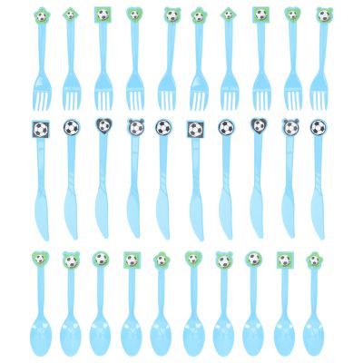 jojofuny 1set Football Themed Cutlery Set Portable Utensil Parties Picnics and Camping Includes Knives Forks Spoons Fun and Reusable Dining