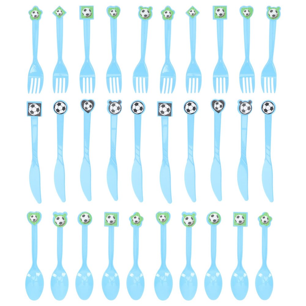 jojofuny 1set Football Themed Cutlery Set Portable Utensil Parties Picnics and Camping Includes Knives Forks Spoons Fun and Reusable Dining