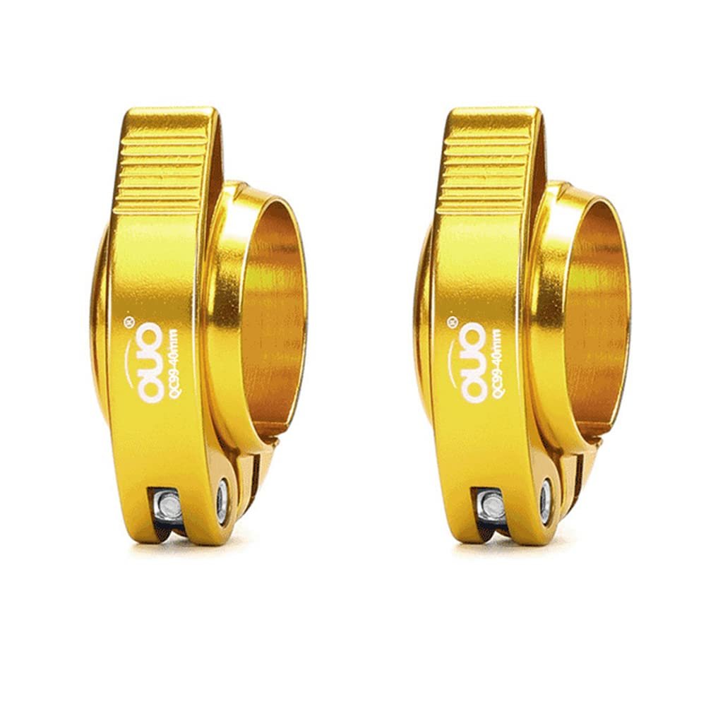 Bike Seat Post Clamp Fit for 40/41mm, Aluminium Alloy Bicycle Quick Release Seatpost Collar Seat Post Clamp for Folding Bike,Mtb,Road Bike (Gold,40mm)