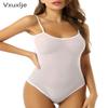 Vxuxlje Women's One Piece Lingerie Swimwear See Through Sheer Mesh Body Suits High Cut Bathing Suit White One Size view 2