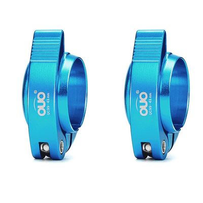 Bike Seat Post Clamp Fit for 40/41mm, Aluminium Alloy Bicycle Quick Release Seatpost Collar Seat Post Clamp for Folding Bike,Mtb,Road Bike (Blue,41mm)