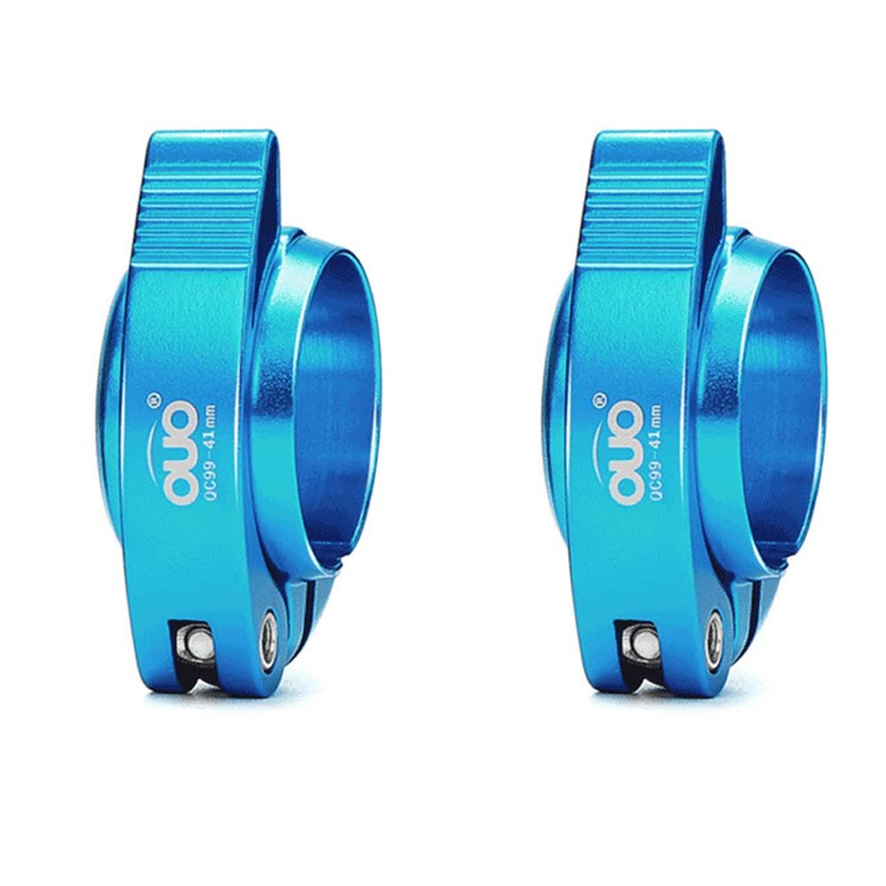 Bike Seat Post Clamp Fit for 40/41mm, Aluminium Alloy Bicycle Quick Release Seatpost Collar Seat Post Clamp for Folding Bike,Mtb,Road Bike (Blue,41mm)