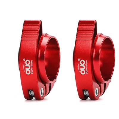 Bike Seat Post Clamp Fit for 40/41mm, Aluminium Alloy Bicycle Quick Release Seatpost Collar Seat Post Clamp for Folding Bike,Mtb,Road Bike (Red,41mm)