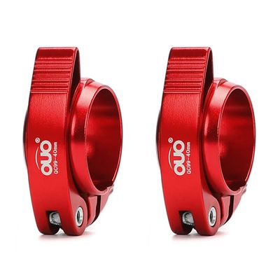 Bike Seat Post Clamp Fit for 40/41mm, Aluminium Alloy Bicycle Quick Release Seatpost Collar Seat Post Clamp for Folding Bike,Mtb,Road Bike (Red,40mm)