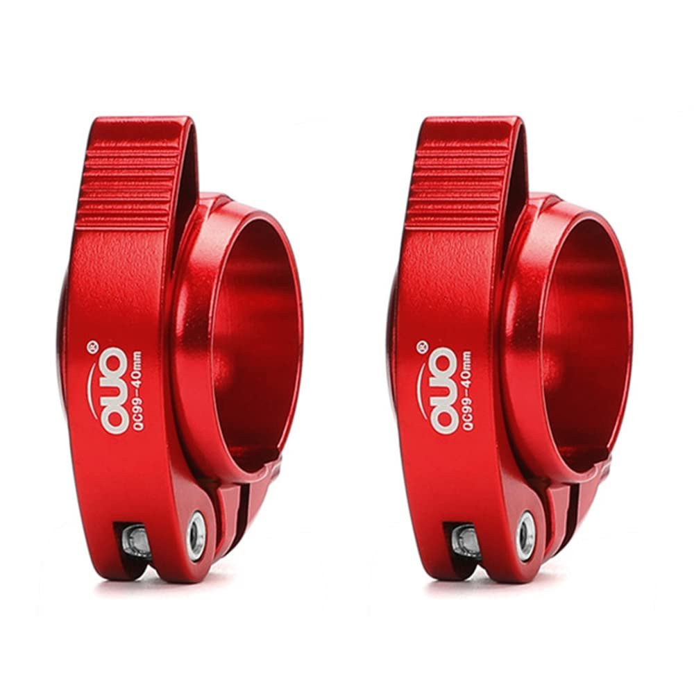 Bike Seat Post Clamp Fit for 40/41mm, Aluminium Alloy Bicycle Quick Release Seatpost Collar Seat Post Clamp for Folding Bike,Mtb,Road Bike (Red,40mm)