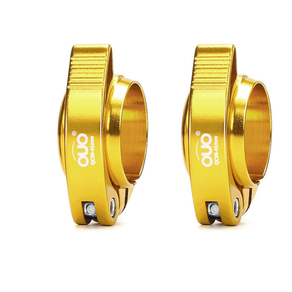 Bike Seat Post Clamp Fit for 40/41mm, Aluminium Alloy Bicycle Quick Release Seatpost Collar Seat Post Clamp for Folding Bike,Mtb,Road Bike (Gold,41mm)
