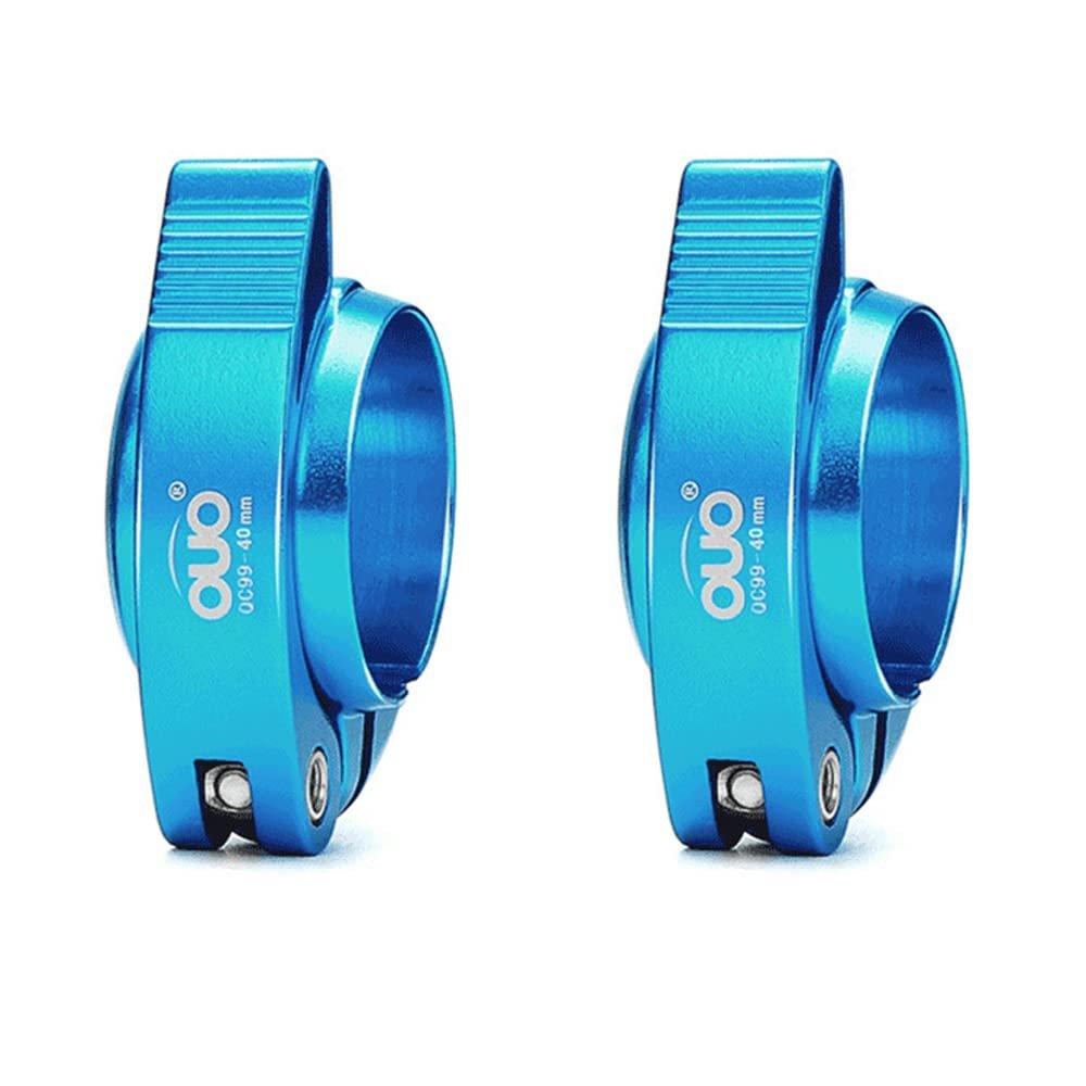 Bike Seat Post Clamp Fit for 40/41mm, Aluminium Alloy Bicycle Quick Release Seatpost Collar Seat Post Clamp for Folding Bike,Mtb,Road Bike (Blue,40mm)