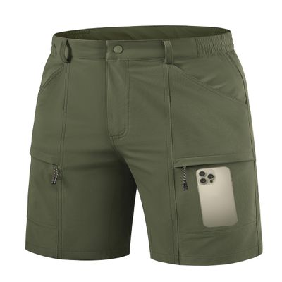 TACVASEN Men's Quick Dry Lightweight Hiking 10" Shorts Stretch Casual Outdoor Golf Work with Zipper Pockets Army Greeen 30