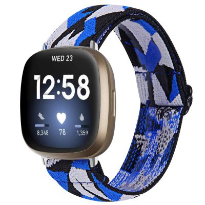 TryBest Nylon Strap Compatible with Fitbit Versa 3/Fitbit Sense, Women Men Soft Nylon Sport Breathable Band Lightweight Elastic Knit Strap Adjustable 5.3-8.3 inch
