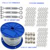 X-Heavy Duty Indoor/Outdoor Cable Kit for Baseball Softball Batting Cage Net with 1/2" turnbuckles, 1/4 cable clamps, and zinc snap clips (Cable Kit for Up To 70' Long Cage With 3 Turnbuckles) view 2
