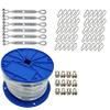X-Heavy Duty Indoor/Outdoor Cable Kit for Baseball Softball Batting Cage Net with 1/4" turnbuckles, 1/4" cable clamps, and zinc snap clips (Cable Kit for Up To 55' Long Cage With 6 Turnbuckles) view 1