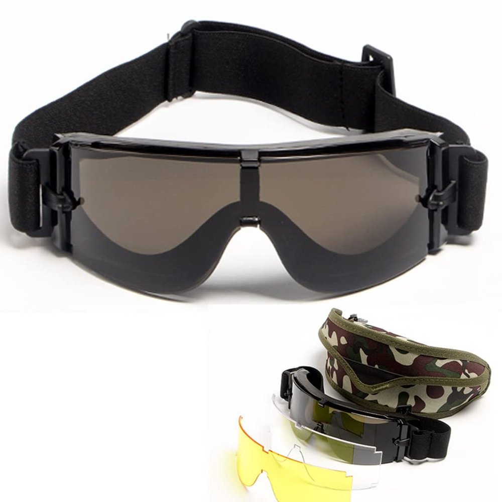 Tactical Airsoft Goggles Safety Goggles Army Goggles Military Eye Protection Hunting Glasses for Shooting Military X800 Goggles Airsoft paintball UV400 glasses (Black)