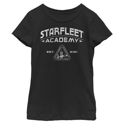 Fifth Sun Star Trek: Multiple Franchise Starfleet Academics Girls Short Sleeve Tee Shirt, Black, Large