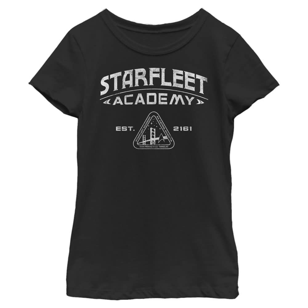 Fifth Sun Star Trek: Multiple Franchise Starfleet Academics Girls Short Sleeve Tee Shirt, Black, Large