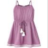 Bonny Billy Big Girls Spaghetti Straps Solid Cotton Kid Beach Dress 5-6 Years Purple-2 view 1