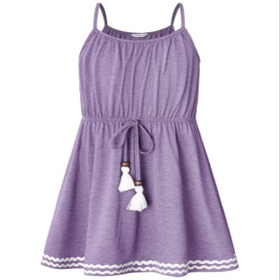 Bonny Billy Big Girls Spaghetti Straps Solid Cotton Kid Beach Dress 10-11 Years Purple-3