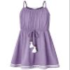 Bonny Billy Big Girls Spaghetti Straps Solid Cotton Kid Beach Dress 10-11 Years Purple-3 view 1