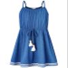 Bonny Billy Big Girls Spaghetti Straps Solid Cotton Kid Beach Dress 7-8 Years Dark Blue view 1