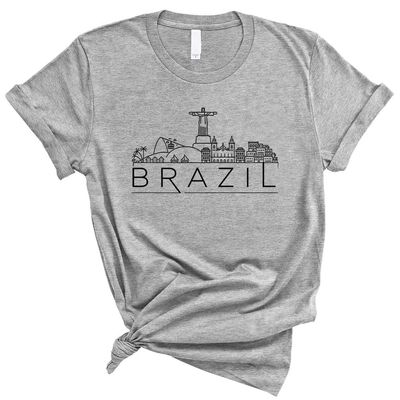 TeesAndTankYou Skyline Brazil Shirt Unisex 3X-Large Grey