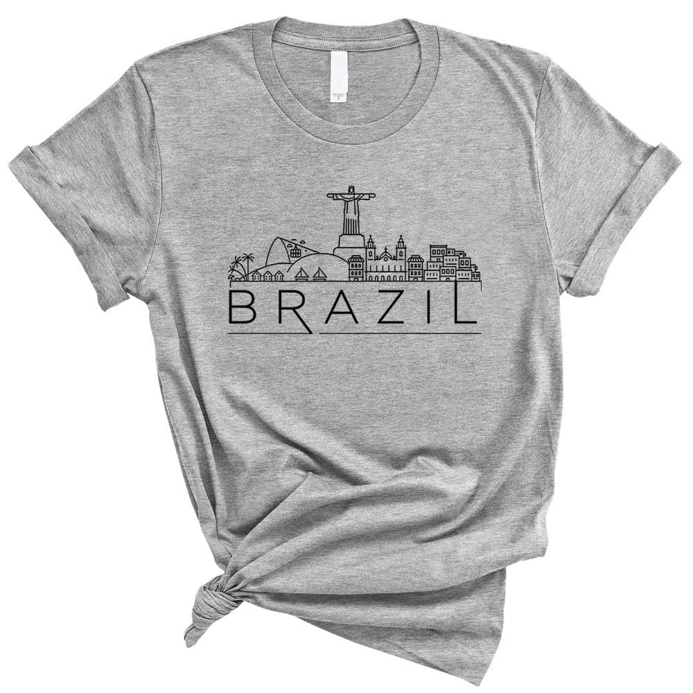 TeesAndTankYou Skyline Brazil Shirt Unisex 3X-Large Grey