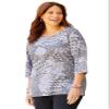 Catherines Women's Plus Size Petite Suprema Feather Together Tee - 3XWP, Black Grey Feather view 1